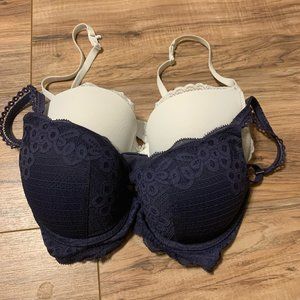 Aerie Convertible Bra Bundle 34C White + Blue